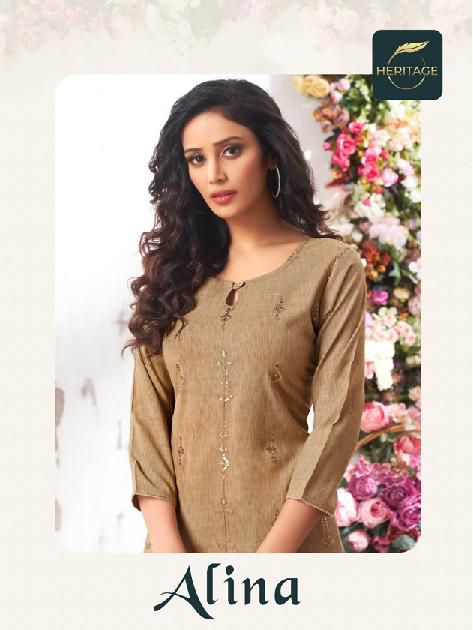 Heritage Alina Fancy Wear Wholesale Kurti With Bottom Catalog
